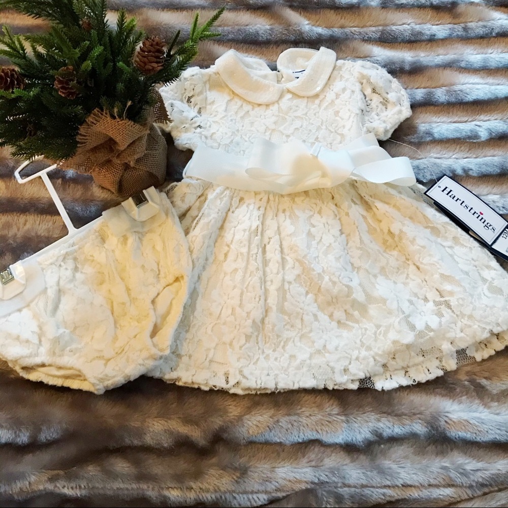 Hartstrings Lace Knit Dress with Diaper Cover